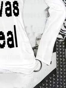 Glimmora Áo thun dài tay cổ chữ V in hình khẩu hiệu, cỡ lớn dành cho nữ, thích hợp mặc mùa thu. - trắng - Xem 4