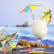 50支装鸡尾酒伞，饮料精选八角星形纸伞，纸杯蛋糕装饰，手工鸡尾酒伞杆，夏季海滩泳池派对装饰、圣诞节礼物 - 彩色 - 查看 3