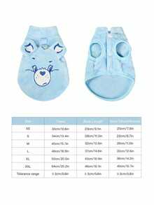 Care Bears X PETSIN 1件刺绣小熊宠物猫狗通用蓝色毛绒保暖舒适无袖外套，带防滑设计，适合狗狗穿着。