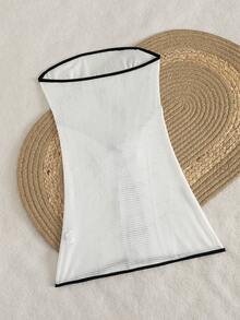 Swim Chiccia Summer Vacation Sexy Black & White Tie-Up Bandeau Bodycon Dress For Women - Black and White - View 6