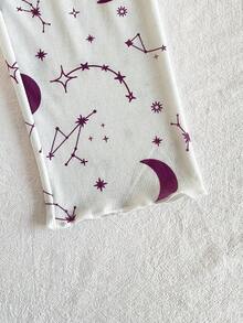 SHEIN Bộ đồ ngủ 3 món thời trang tối giản in hình sao và trăng cho bé gái, gồm áo hai dây và quần short, quần dài. - Màu tím - Xem 8