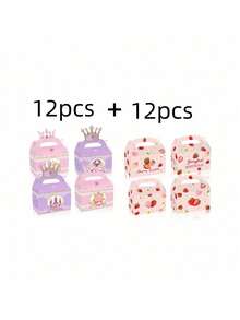 4/12/24pcs Princess Crown Gift Box, Princess-Themed Party Candy And Snack Gift Bag, Paper Box Birthday Party Gift, Holiday Gift - Multicolor - View 8