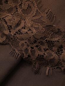 Strévra 蕾丝边无袖长款吊带背心，不对称下摆，时尚棕色，适合情人节、婚礼、派对、正式场合，优雅修身嘉年华风格 - 棕色 - 查看 3