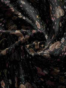 ROMWE Hippie 浪漫森林仙子花卉月亮太阳星星蝴蝶印花性感低胸吊带连衣裙，女士，春季 - 黑色 - 查看 4