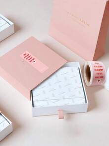 100 miếng/cuộn nhãn dán niêm phong hình chữ nhật nhỏ, nhãn trang trí hộp quà, nhãn cảm ơn, nhãn trang trí mùa tựu trường. - Hồng - Xem 4