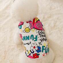 A Plush Vest Featuring Graffiti Patterns, Paired With Adorable Pet Designs. Perfect For Wearing In Autumn And Winter. - White - View 7