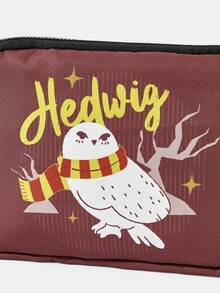 HARRY POTTER X SHEIN 女士时尚胸包，印花运动腰包，配有可调节肩带，时尚字母图案腰包，方形腰包，适合运动跑步自行车单肩包/腰包 - 咖啡棕 - 查看 4