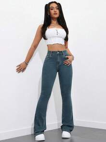 SHEIN 女士休闲喇叭牛仔裤