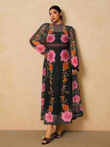 Travachic Plus Size Romantic Elegant Knit Dress - Multicolor - View 3
