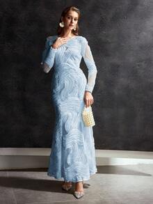 MOTF Soiréza WOMEN'S LONG SLEEVE PARTY COCKTAIL DRESS - Baby Blue - View 4