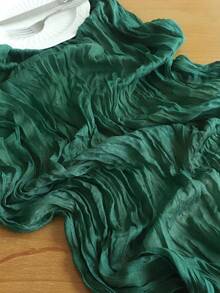 1pc Pleated Cheesecloth Table Runner, Suitable For Wedding, Bridal, Birthday Party Long And Round Dining Table Centerpiece Decor - Christmas Green - View 4