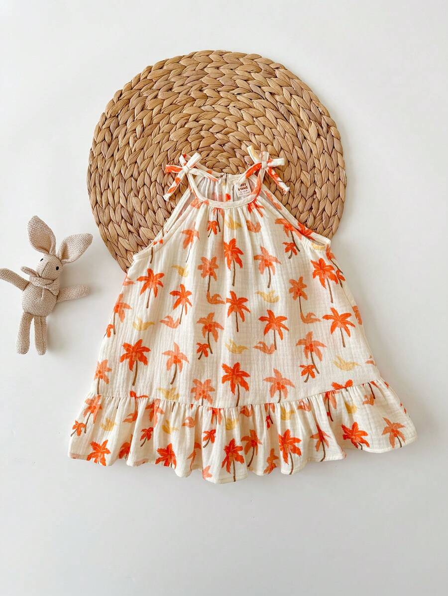 Cozy Pixies Baby Girl Floral Print Casual Versatile Camisole Dress