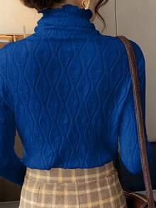 INAWLY Women's Solid Color Turtleneck Long Sleeve Fitted Sweater