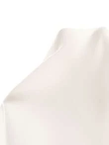 Franclia 女士印花拼接荷叶袖连衣裙，纯色圆领长裙，女士春夏度假装，腰部饰有D形环腰带，白色连衣裙，后背装饰拉链 - 白色 - 查看 9