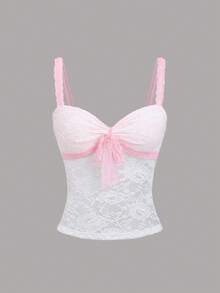 Sweetra 甜辣美式浪漫蕾丝吊带背心，夏季款 - 白色 - 查看 1