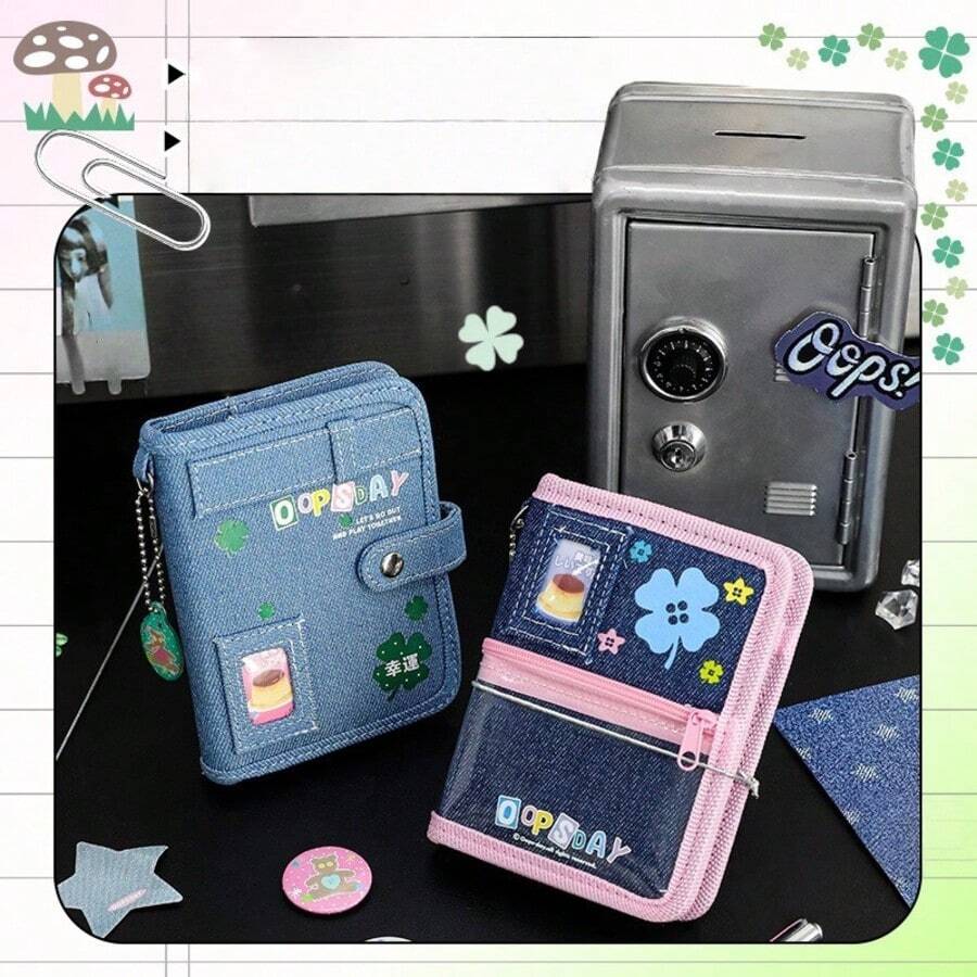 1pc Cowboy M5 Loose Leaf Ledger Retro Mini Portable DIY Notebook, Can Hold Postcards, Idol Kpop Cards, Life Records, Back To School - Multicolor - View 1