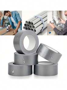 1卷加厚强力防风胶带，柔韧性好，无残留，全天候适用，可徒手撕开包装胶带 - 大包装，适合DIY和专业用途 - 銀色 - 查看 1