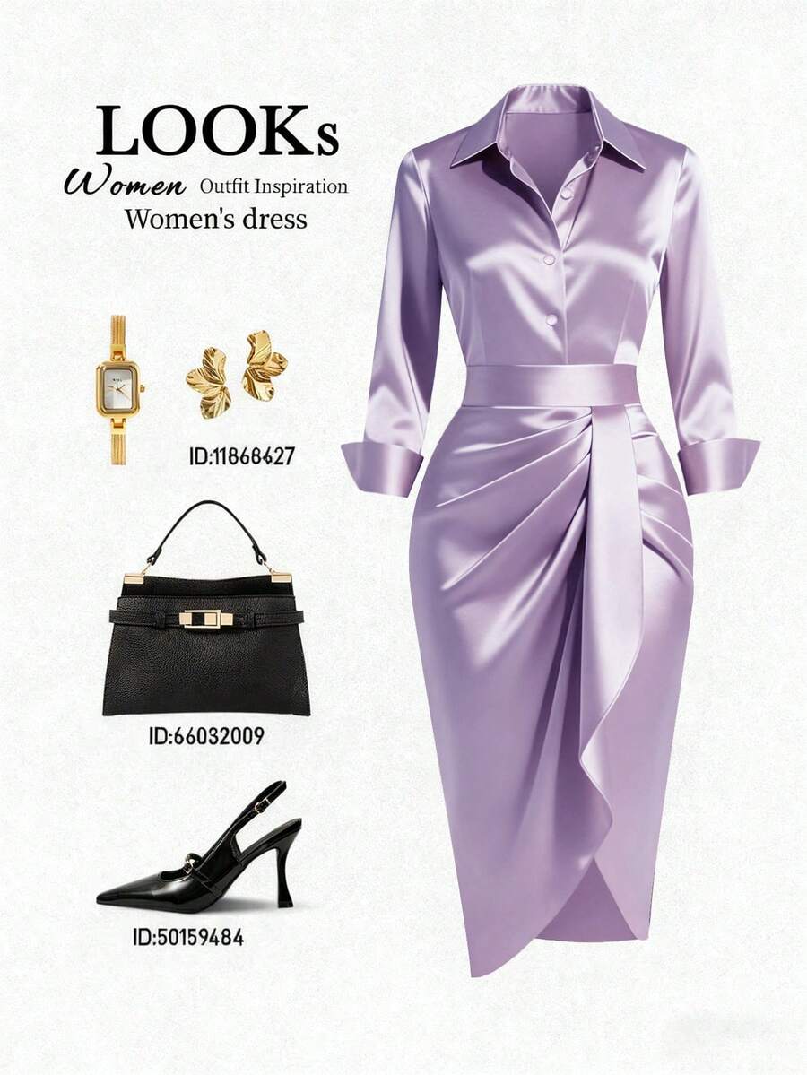 Franclia Women Short Dresses Lavender Outfit Woman Work Women Clothes Woman Outfit Set Woman Elegant Dress Luxury Clothes For Women - Purple - View 1