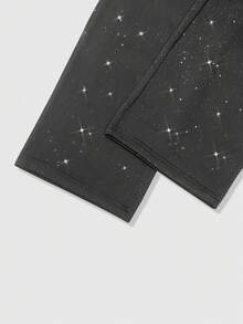 ROMWE MEN Street Life Men's Rhinestone Decor Fashion Sweatpants - Dark Grey - View 4