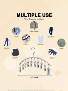 1 件衣架，可旋转挂架，节省空间的弧形衣架，适用于瑜伽裤和紧身裤 - 带 10 个夹子的壁橱整理器，裤子袜子衣架，适用于服装店情人节、情人节婚礼、生日 - 灰色 - 查看 6