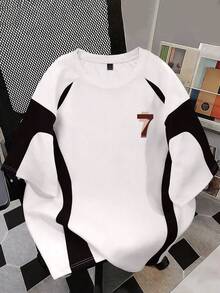 Manfinity Dauomo Men's Numeric Print Round Neck Casual Loose T-Shirt - Multicolor - View 2