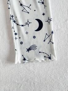 SHEIN 3pcs Girls' Minimalist Star & Moon Print Camisole Shorts + Pants Pajama Set Summer Pajama Set Summer Two Piece Set Two Piece Sleep Set Summer Pj Set Pajamas Set Two Piece - Navy Blue - View 5
