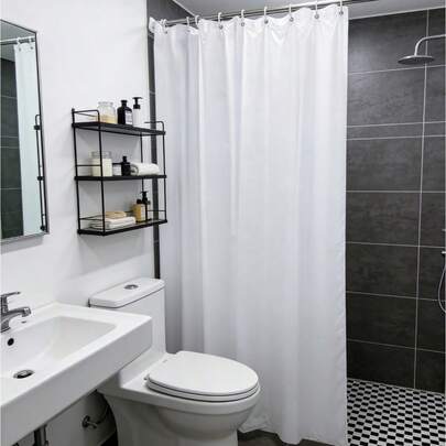 1 st vattentät mögelbeständig polyester lätt att rengöra enfärgad duschdraperi badrumsdraperi hotell skiljedraperi för badrum hotell hemmabruk vattentät duschdraperi mögelbeständig polyesterdraperi badrumsdekor