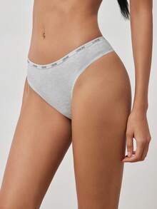 Ocili 1pc Women's Cotton Solid Light Gray Comfortable Minimalist Panty - Light Grey - View 5
