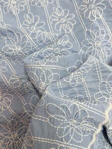 SHEIN Frenchy Women's Casual Floral Embroidered Shirt, Summer - Blue - View 8