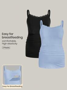 Modmama Tropical Vacation Strap Nursing Camisole, Maternity Tight Fit Camisole - Multicolor - View 1