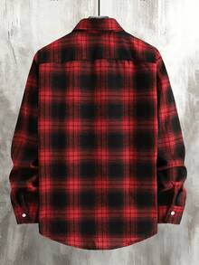 Manfinity Homme 男士格子长袖单排扣休闲口袋衬衫 - 彩色 - 查看 2