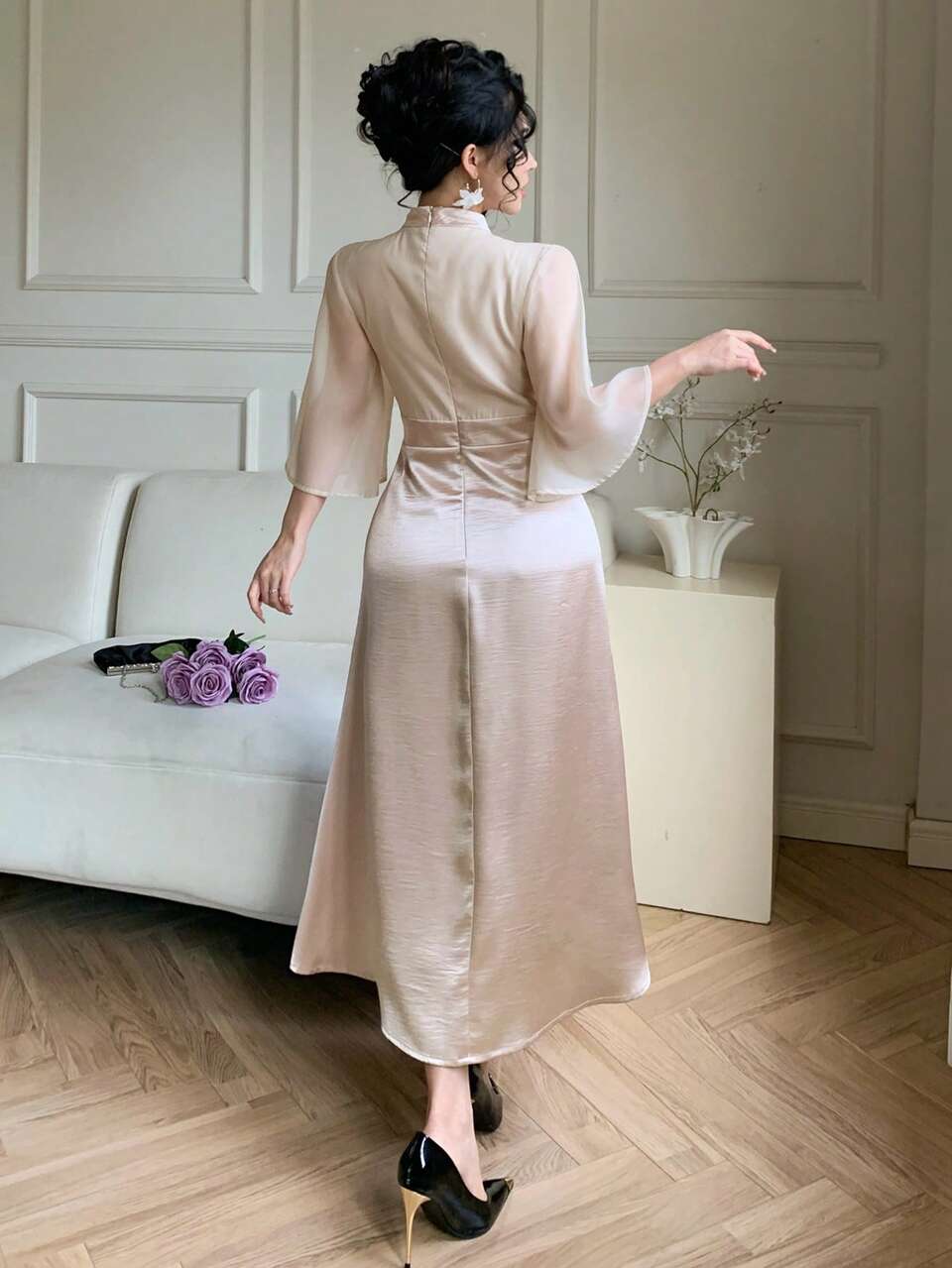 Spring/Summer Satin Satin Formal Dress, Elegant Slim Fit Long Dress For Wedding, Party, Prom, Cocktail, Work Commute Maxi Dress Sundress