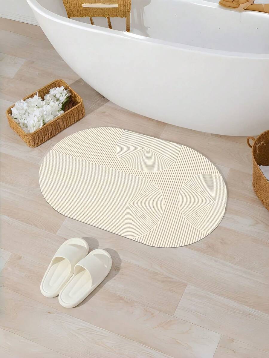1 PC Ultra Absorbent Quick Dry Bathroom Rug Set Non Slip Rubber Backing Washable Shower Mat For Bathroom Floor Bathtub Toilet Sink Decor Fall Home Entryway Carpet Door Mat Bath Accessories - Beige - View 1