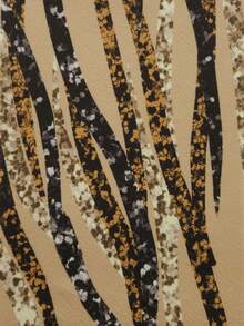 Lyxana 女士优雅印花露背连体裤 - 卡其色 - 查看 6