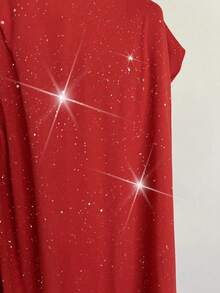 Xyvia 优雅性感圆领修身长开衩连衣裙，适合万圣节派对、圣诞节、秋冬季 - 紅色 - 查看 7