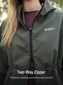 SHEIN In My Nature 女士字母印花长袖拉链连帽户外夹克 - 軍綠色 - 查看 9