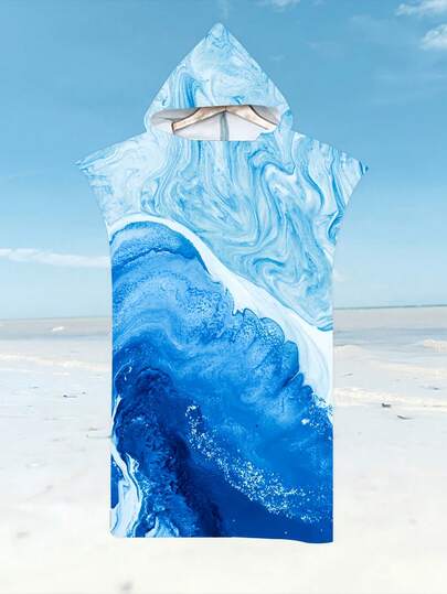 1PC Zip Up Adult Hooded Poncho Towel Super Soft Microfiber Robe Wearable Quick Dry Robe For Swimming Beach Pool Yoga Travel Spa Gift Holiday Summer Vacation Resort Loungewear Unisex