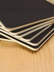 3本A5空白硬纸板黑色笔记本，迷你简约风格，适用于学校、办公室、写作、素描等，每本36张（72页），便携式笔记本，适合学生和专业人士使用。 - 黑色 - 查看 7