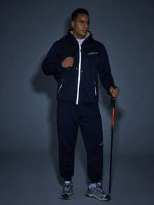 Driftmere 男士休闲保暖连帽衫和裤子套装，秋冬 - 藍色 - 查看 8