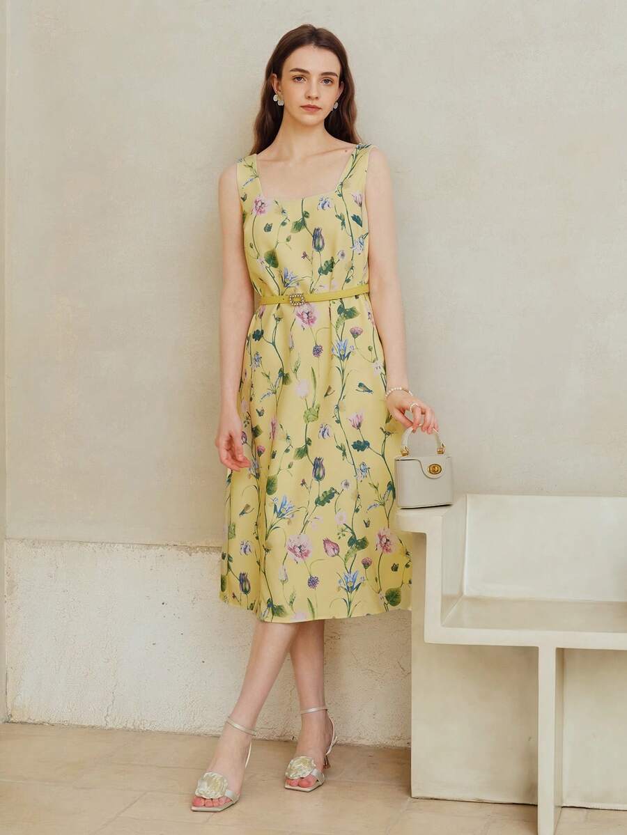 MOTF VESTIDO CAMISETA CON ESTAMPADO FLORAL - Amarillo - Ver 1