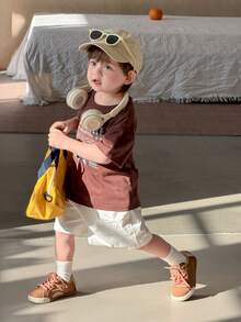 DAZY 男童休闲街头风圆领短袖上衣 - 咖啡棕 - 查看 7