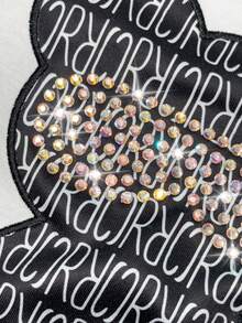 Resyla Random Print Applique Rhinestone Decor Casual Round Neck Short Sleeve T-Shirt + Pants Set, Gift For Friends - White - View 4