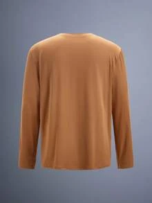 Driftmere 3pcs/Set Men's Basic Solid Color Crew Neck Slim Fit Long Sleeve T-Shirts, Casual Everyday Wear, Spring/Autumn, Fall Clothes - Multicolor - View 2