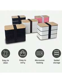 Bộ hộp cơm bento ba tầng kèm túi giữ nhiệt, hộp cơm bento kiểu Nhật, hộp đựng sushi, hộp đựng đồ ăn nhẹ, túi đựng cơm trưa giữ nhiệt, nhiều tầng xếp chồng được, dễ vệ sinh, có thể tái sử dụng, di động, dùng được trong máy rửa chén và lò vi sóng, thích hợp cho học sinh, công sở, cắm trại ngoài trời, hộp cơm bento nhiều tầng dung tích lớn để đựng thức ăn. - Nhiều màu - Xem 8