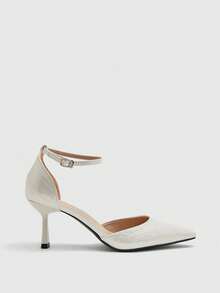 CUCCOO BIZCHIC Giày cao gót hở mũi màu trơn tối giản dành cho nữ - trắng - Xem 2