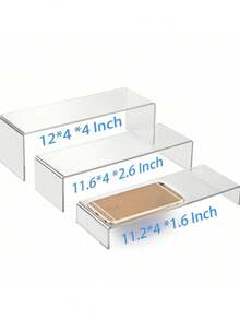 Giá trưng bày, 3/6 chiếc hình chữ nhật bằng acrylic trong suốt, thích hợp để trưng bày đồ sưu tầm, giày dép, trang sức, tượng nhỏ, bánh ngọt, kẹo, đồ trang trí bàn tráng miệng, nhà bếp. - Nhiều màu - Xem 3