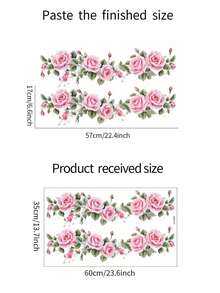 1 Pc Pink Enchantress Flower And Green Leaf Wall Sticker - Multicolor - View 2