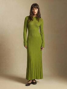 BizChic 女士菱形图案钩编褶裥下摆连衣裙，针织休闲连衣裙，适合都市通勤、商务、办公、优雅派对、约会、夏季穿着