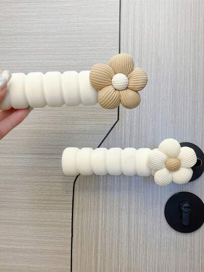 1/2 Stücke universell passende, weiche, warme, schützende, links- und rechtshändige, antistatische Türknaufabdeckung mit Blumenmuster für den Wintergebrauch Zuhause, Türsicherheit, Dekoration