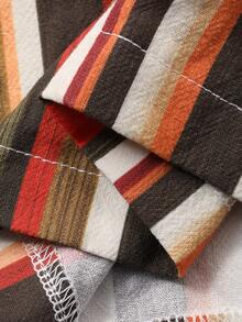 DAZY Loose Striped Women Pajama Bottoms, Vacation Style - Brown - View 7